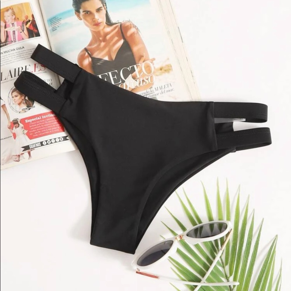 black swimsuit bottoms with cut outs on side BRAND NEW